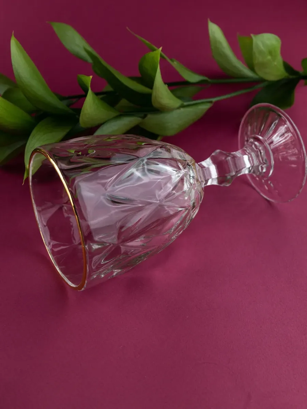 Набор фужеров для вина 6 шт, 330 мл, с золотой каймой