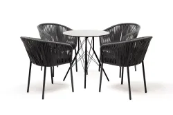 "Конте" обеденная группа на 4 персоны, круглый стол, цвет "серый гранит"