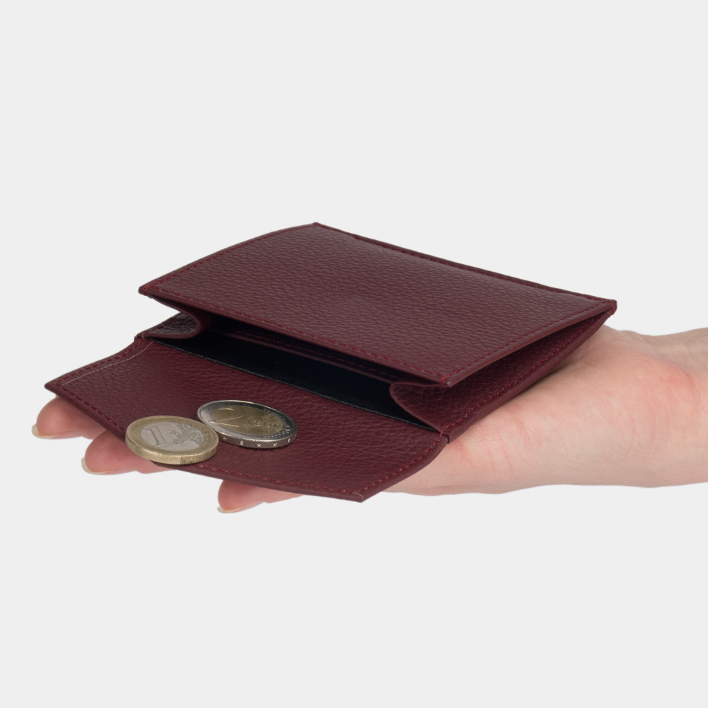 Картхолдер-кошелек Perle из кожи теленка, бордового цвета