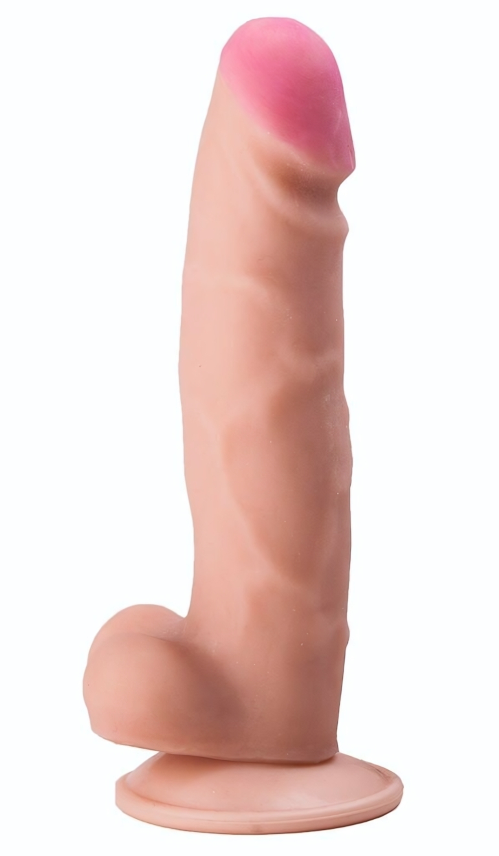 Телесный фаллоимитатор на присоске с выраженным рельефом - 19 см. (Цвет: телесный)