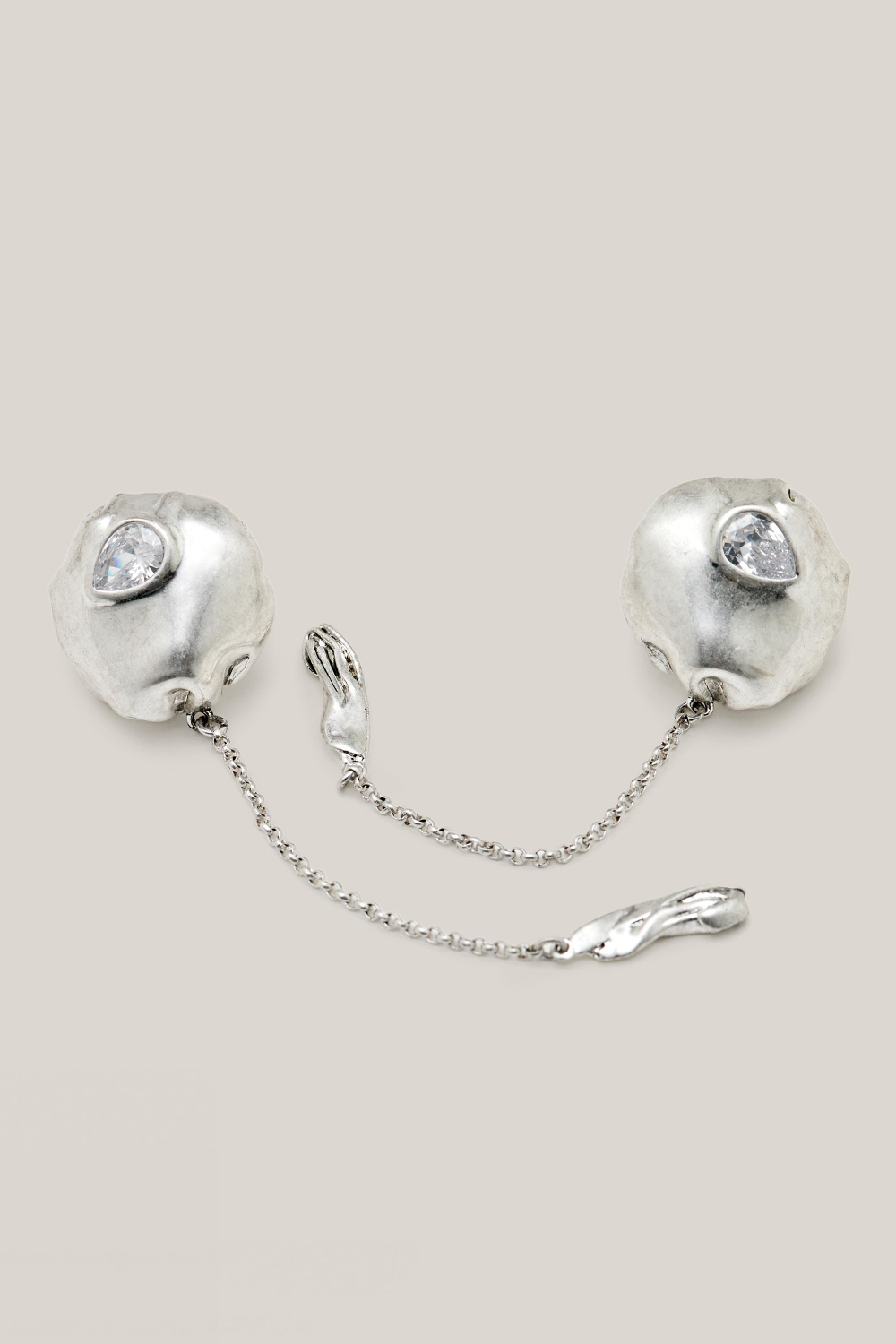 Massimo Dutti Рельефные серьги с блестящими камнями - Limited Edition, серебряный