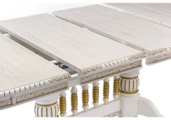 Деревянный стол Кантри 160(200-240)х107х78 молочный с золотой патиной