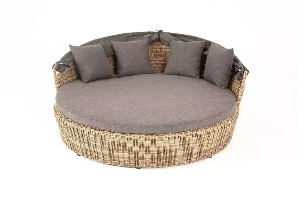 "Стильяно" плетеная кровать круглая, цвет соломенный