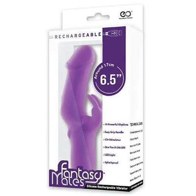 Фиолетовый вибратор с клиторальным отростком MATES FANTASY RECHARGE VIBRATOR - 17 см. (Цвет: фиолетовый)