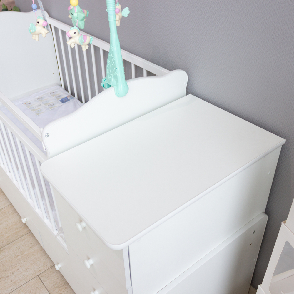 Кровать детская с комодом и ящиками "Колибри" (белый)