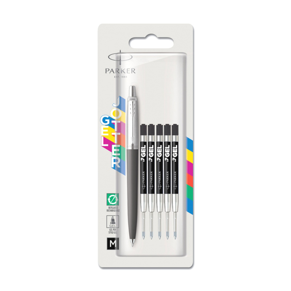 Набор Parker Jotter Original BTS (2141129) черный ручка гелевая M в компл.:стержень с черными чернилами 5шт блистер