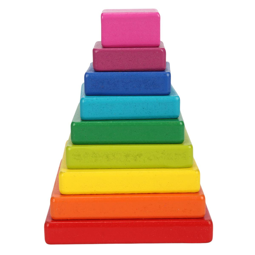 Развивающая игрушка деревянная Пирамидка сортер квадрат основание + 8 слоев, коробка C-41691