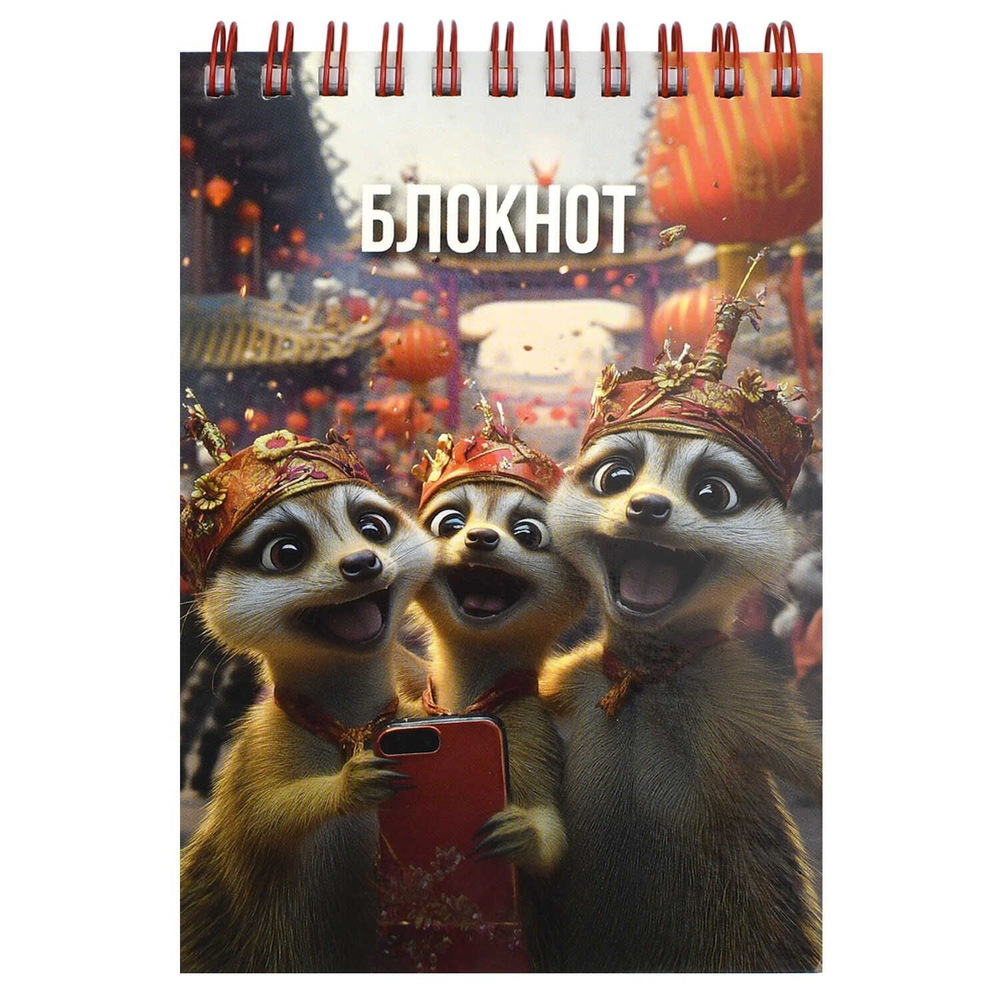 Блокнот А6 80л гребень "Сурикаты" кл., УФ-лак