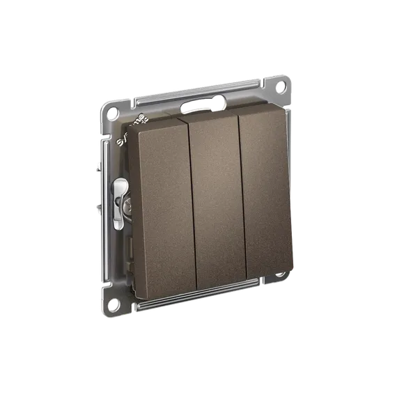 Выключатель 3-кл. СП AtlasDesign 10А IP20 (сх. 1+1+1) 10AX механизм мокко SE ATN000631