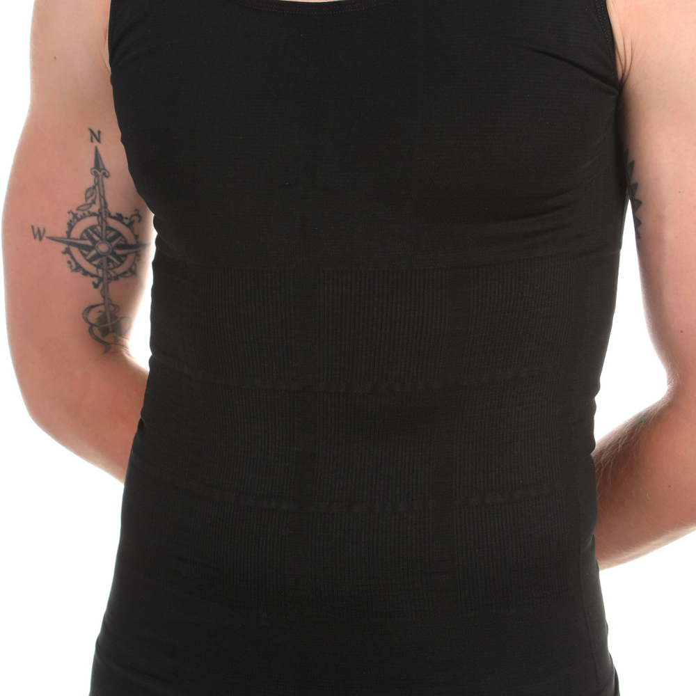 Мужская утягивающая живот майка (Размер: L) (Цвет: черный)