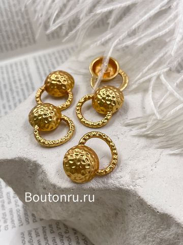 Пуговицы Скиапар. рельефные с пирсингом матовое золото