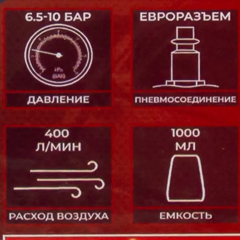 Пистолет пневматический ''Tornado'' для химчистки салона а/м с гибким наконечником и емкостью 1л (расход воздуха 400 л/мин,6-9.6 бар) FORCEKRAFT FK-203819