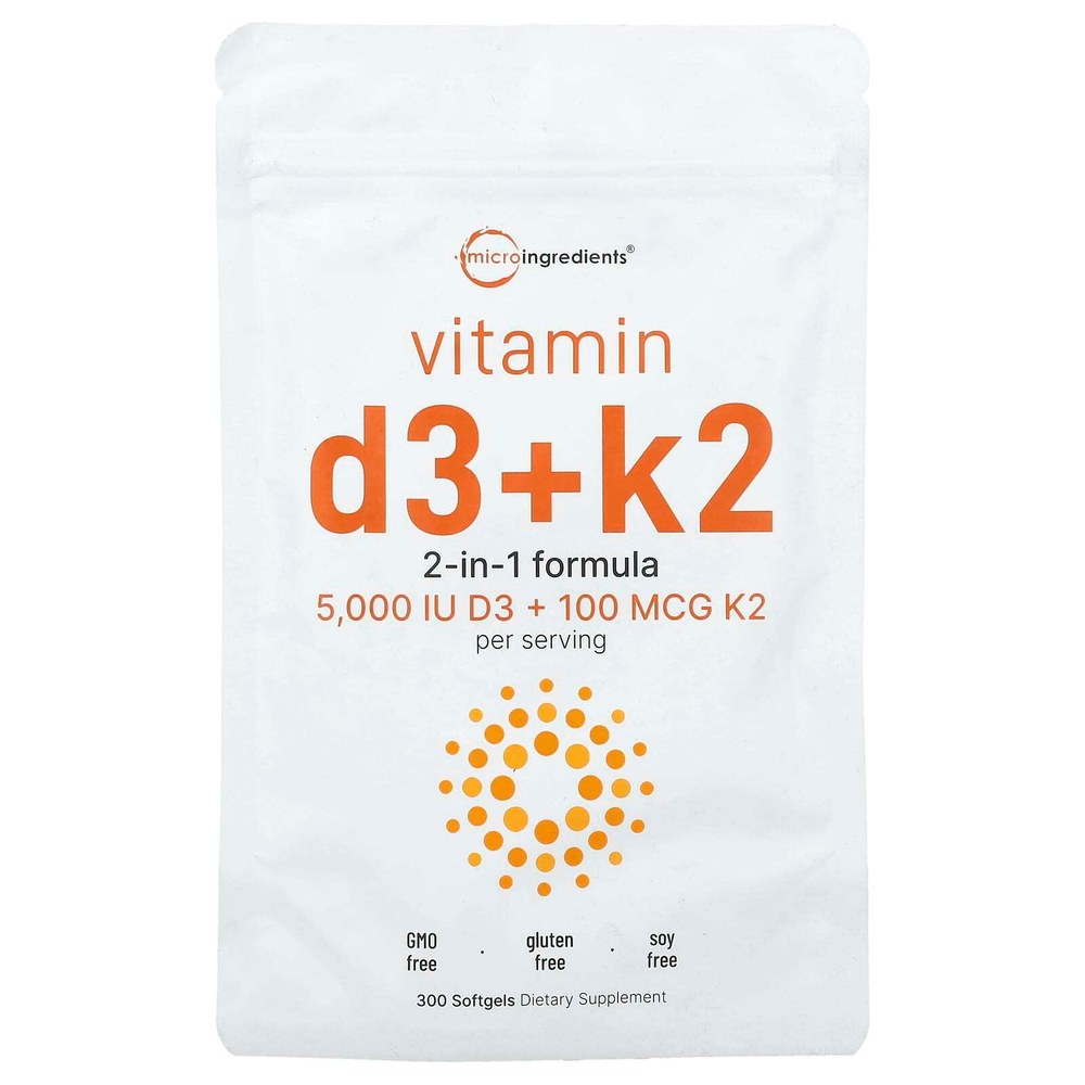 Micro Ingredients, Витамин D3 и K2, 300 капсул