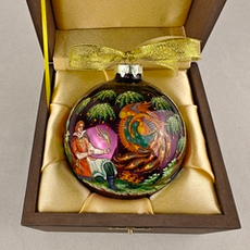 Шар новогодний с круговой росписью "Жар-птица" в футляре