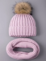 Шапка зимняя для девочки с помпоном и снуд