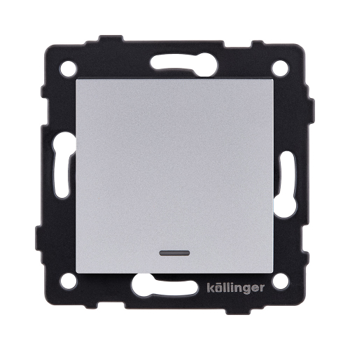 Выключатель 1-клавишный перекрестный 10А/250В с LED подсветкой, серый Kollinger REA-S-015GY для Aspekt, Eleganz, Reflex
