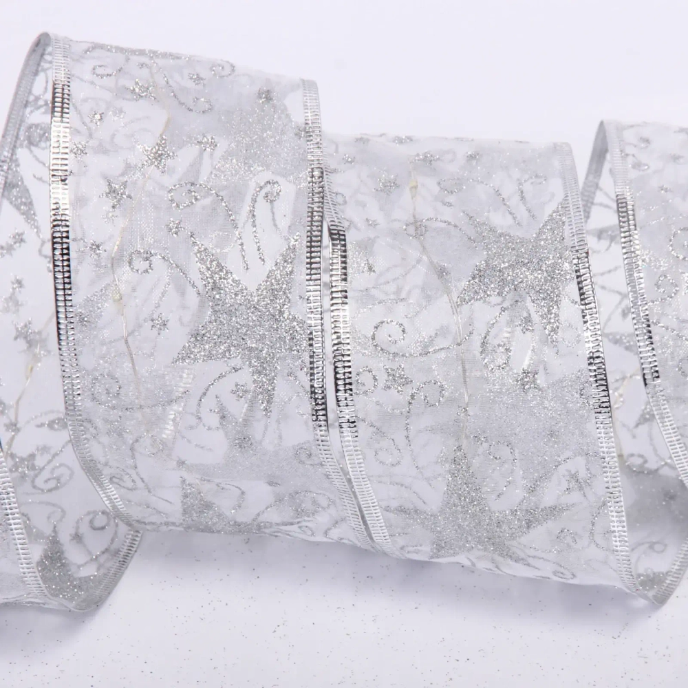 Гирлянда для дома ЛЕНТА ДЕКОРАТИВНАЯ «Звездное сияние» 2,0 м, 6 см, 20 ламп LED (на батарейках), Серебро (подсветка белый)