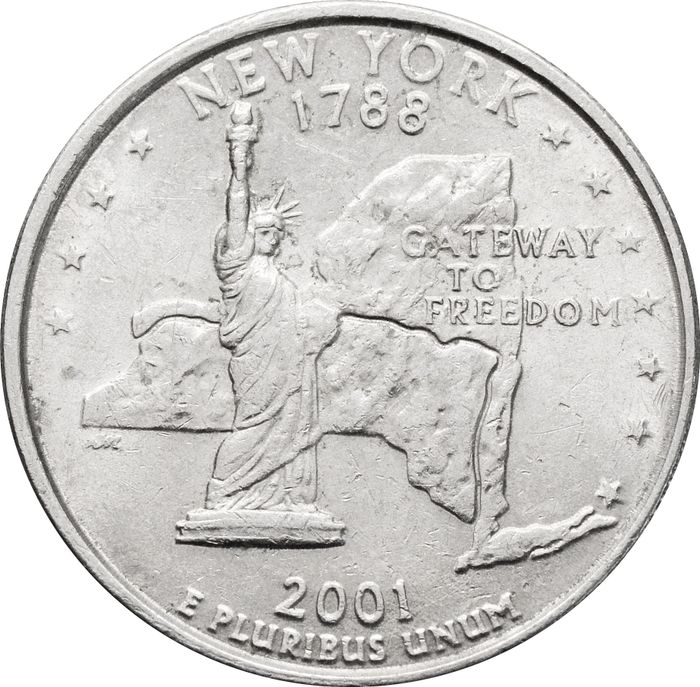 25 центов (1/4 доллара, квотер) 2001 США «Штат Нью-Йорк» (P) 