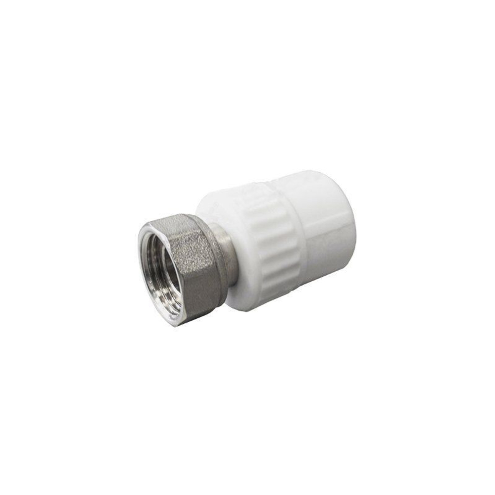 Муфта комбинированная ПП 25-3/4'' PN 25, с накидной гайкой, белая, Valfex