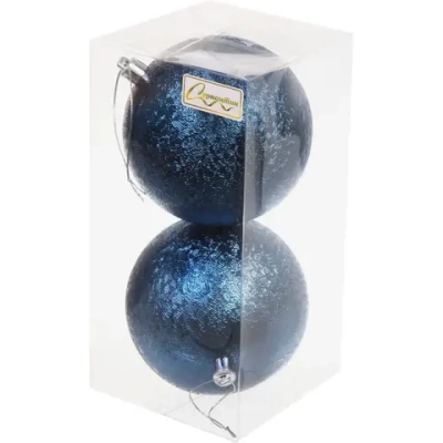 Новогодние шары 10см (набор 2шт) «Мягкий блеск», сапфир