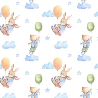 Мышонок и зайчонок с воздушными шарами