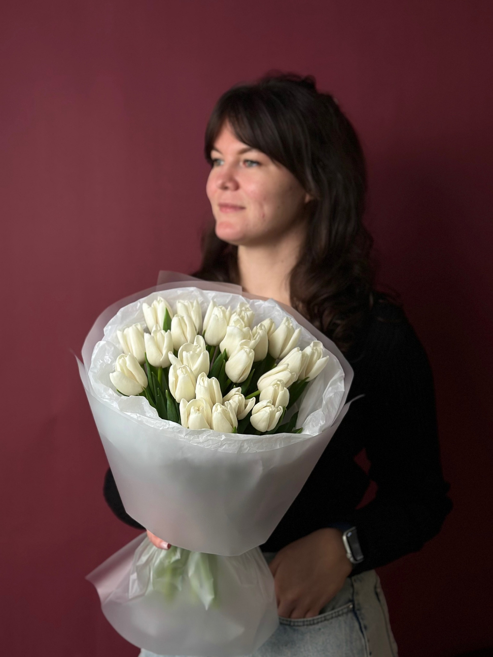 Букет белых тюльпанов "Альбатрос"