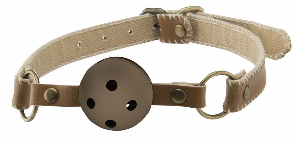 Коричневый пластиковый кляп-шар на кожаных ремешках (Цвет: коричневый)