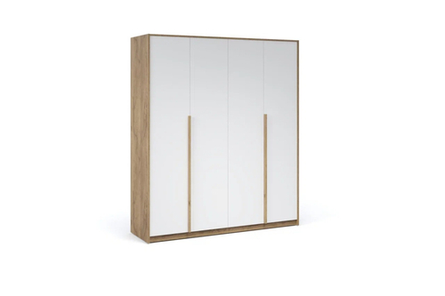 Распашной шкаф Мишель 4дв Крафт золотой/белый жемчуг