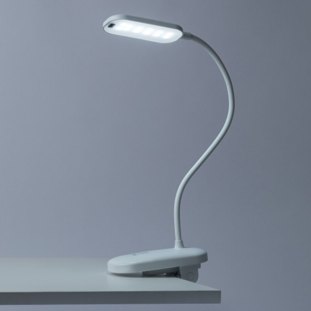 Настольный светильник ЭРА NLED-525-6W-W светодиодный аккумуляторный на прищепке белый