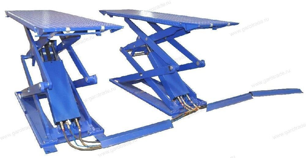 Подъемник ножничный короткий г/п 3000 кг напольный KRW3FS/220_blue