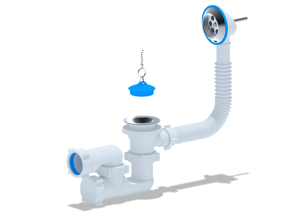 СИФОН АНИ ДЛЯ ВАННЫ РЕГУЛИРУЕМЫЙ С ВЫПУСКОМ И ПЕРЕЛИВОМ 1 1/2 (35 Ш/К) E 250