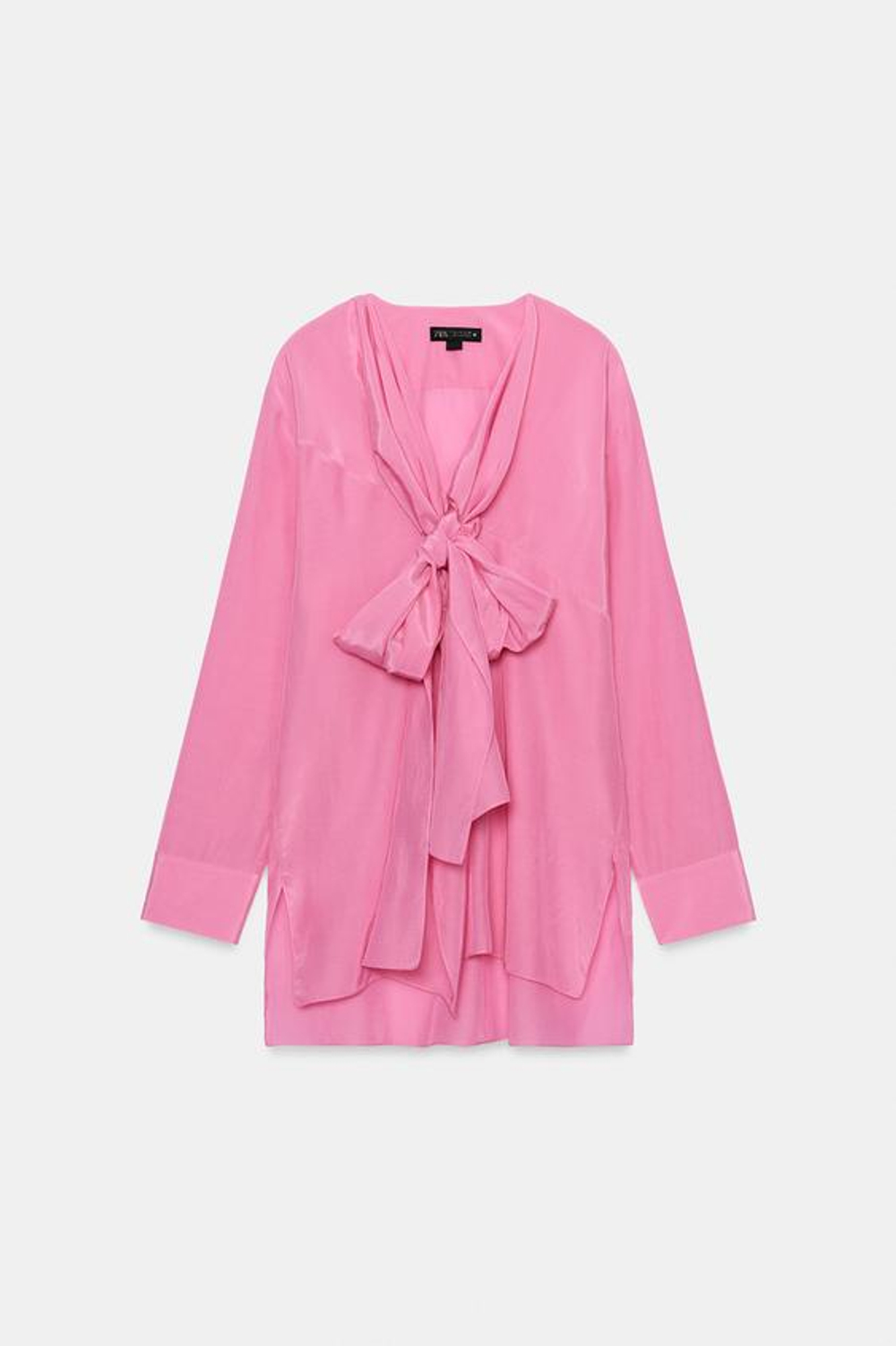 ZARA СВОБОДНАЯ БЛУЗА С ЗАВЯЗКАМИ — ZW COLLECTION, ЯРКО-РОЗОВЫЙ