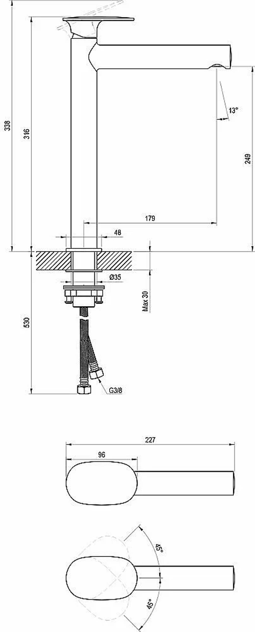 Смеситель для раковины Ravak Spring X070544 черный