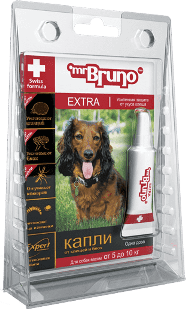 Mr.Bruno Экстра (цифенотрин) капли 0.8мл от клещей и блох д/собак 5-10кг
