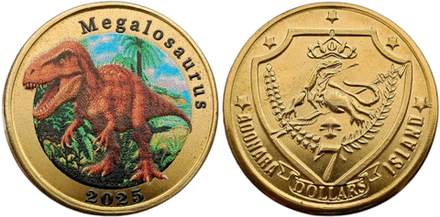 Остров Адонара 7 долларов 2025 Динозавр - Мегалозавр
