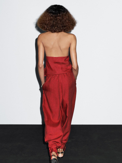 Massimo Dutti Брюки из 100% льна с бантом, темно-розовый