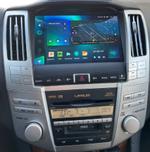 Магнитола для Toyota Harrier XU30 2003-2013, Lexus RX 2003-2009 (ШГУ цветной, рамка наверх тип 2) - FarCar BM9-2K-9660F2 монитор 9.5" 2K QLED на Android 14, Быстрая, CarPlay, 4G SIM-слот