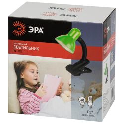 Настольный светильник ЭРА N-102-Е27-40W-GR на прищепке зелёный