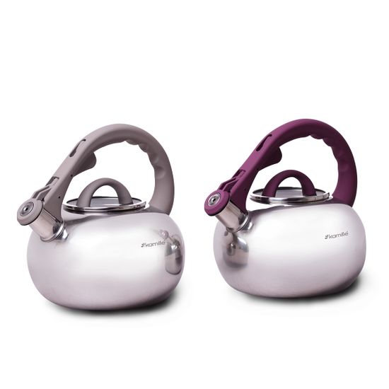 Чайник 2,8 л. из нержавеющей стали со свистком Kamille KM-0687A и стеклянной крышкой