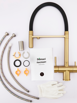 Смеситель для кухни Domaci Ливорно D8644GM золото матовое
