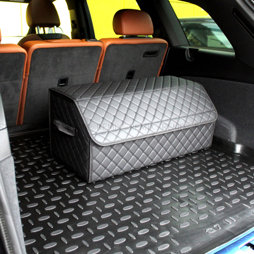 Кейс в багажник авто 80см прошитый в клетку (черный, черная строчка кожзам)