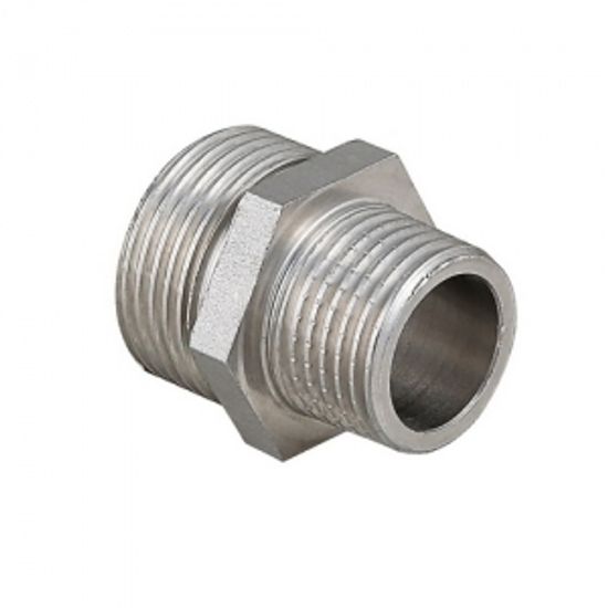 Нипель переходной Stout 3/4"x1/2" НР/НР с наружной резьбой никелированный латунный SFT-0004-003412