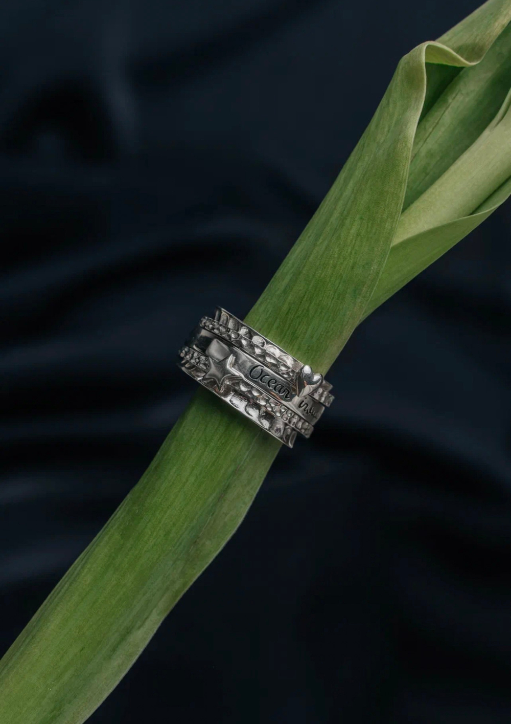 Кольцо-механизм "Ocean inside, сердце и звезда"