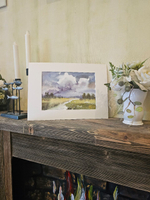 Картина акварельная авторская в паспарту 21х30 см на стену для интерьера "Летний пейзаж"