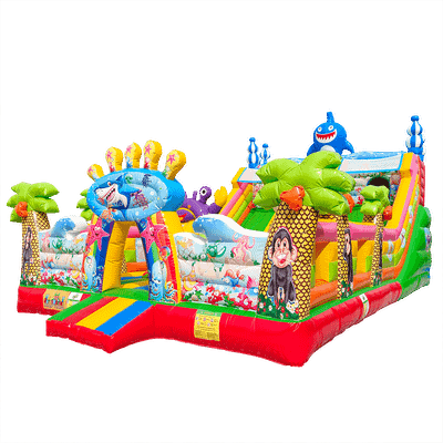 Коммерческий надувной батут с горкой «В гостях у моря»  10*6*6,1 м.