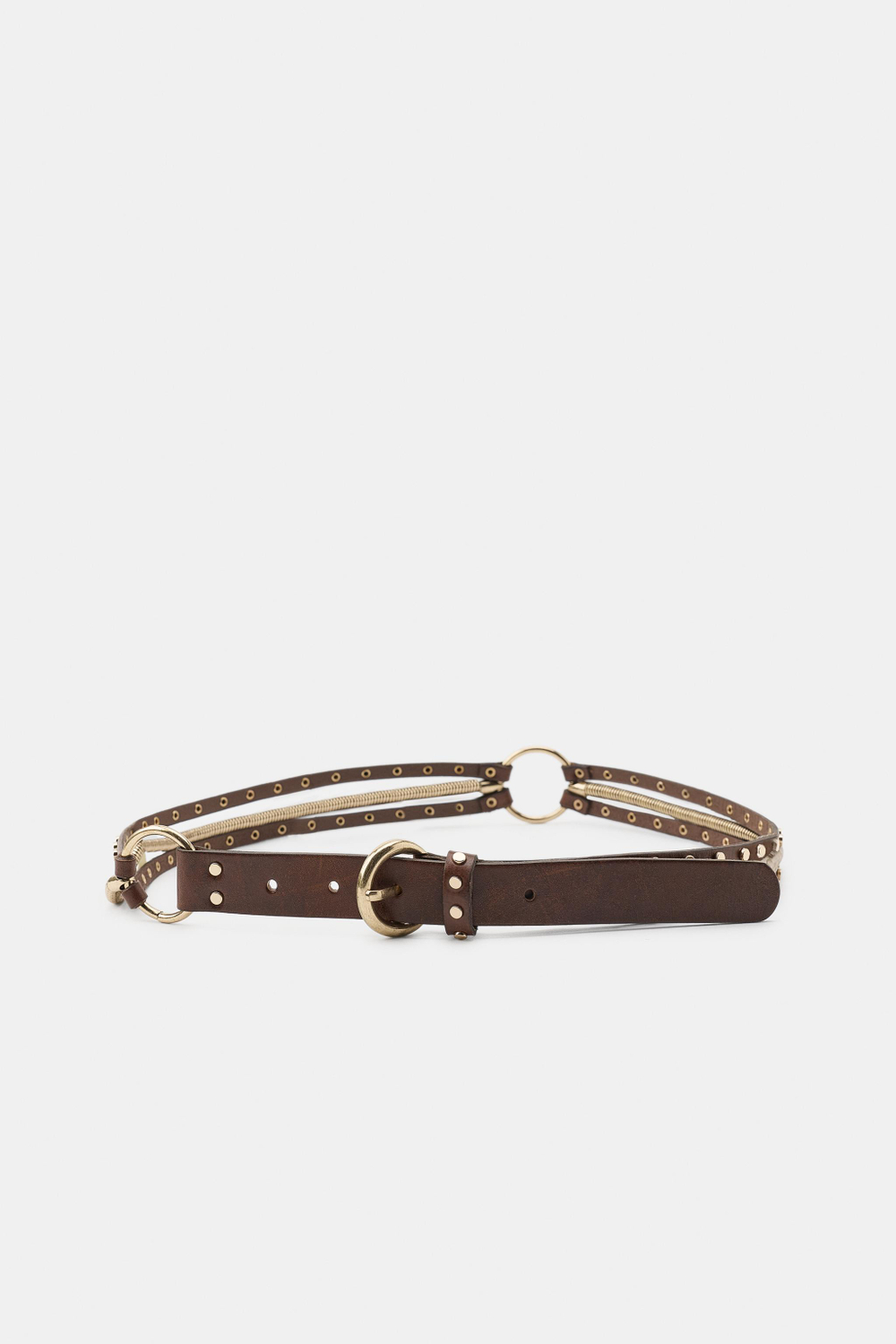 ZARA КОМБИНИРОВАННЫЙ РЕМЕНЬ ИЗ КОЖИ И ЦЕПОЧЕК, КОРИЧНЕВЫЙ