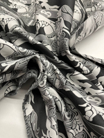 Жаккард шелк с п/э Burberry серый с дизайнерским принтом