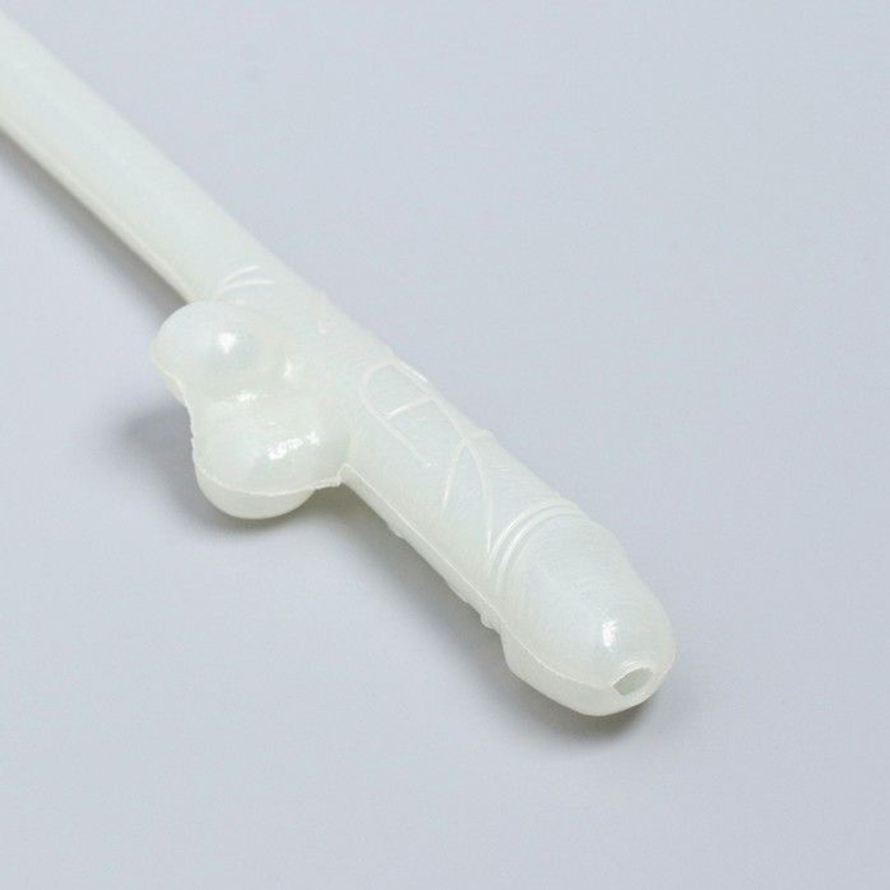 Светящиеся в темноте коктейльные трубочки в виде пениса - 5 шт. (Цвет: белый)