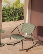 Уличное кресло-качалка Atrani из оцинкованной стали и зеленой веревки