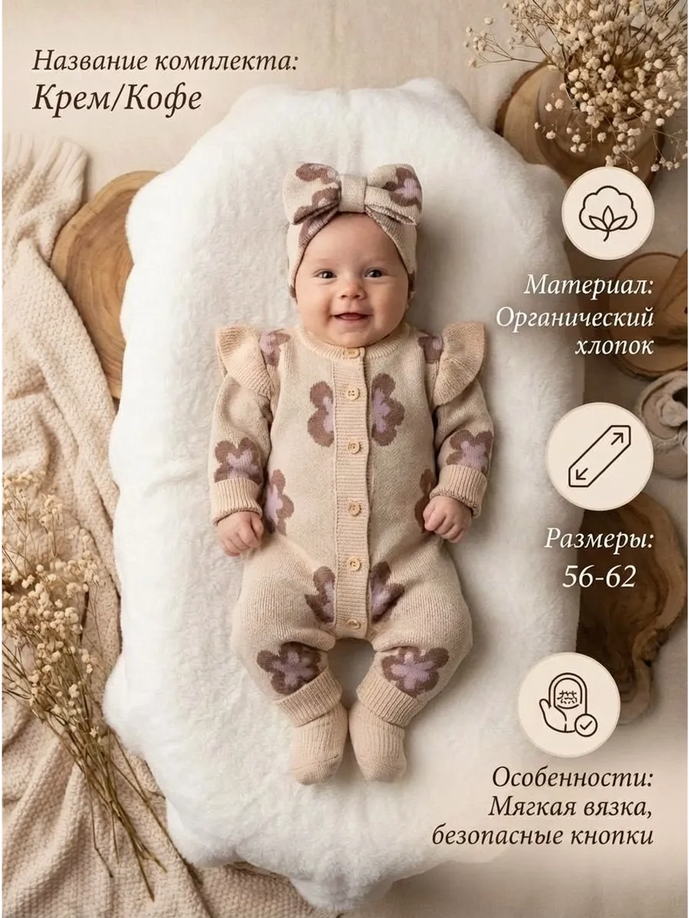 Вязаный конверт на выписку весна